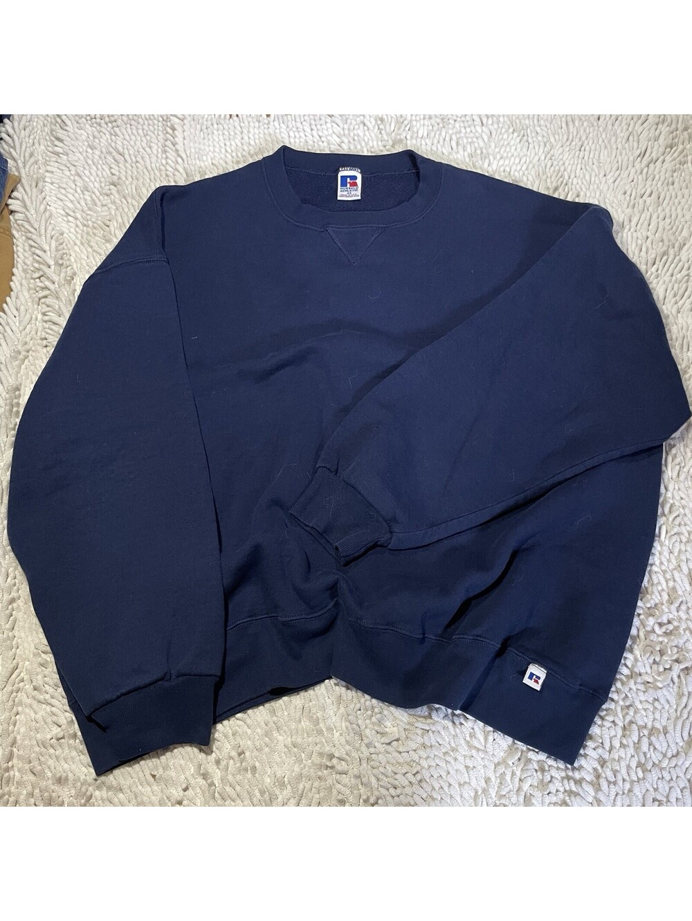 Vintage Russell Athletic Sweatshirt XXL Navy Blue Crewneck Made in USA 90s Blank